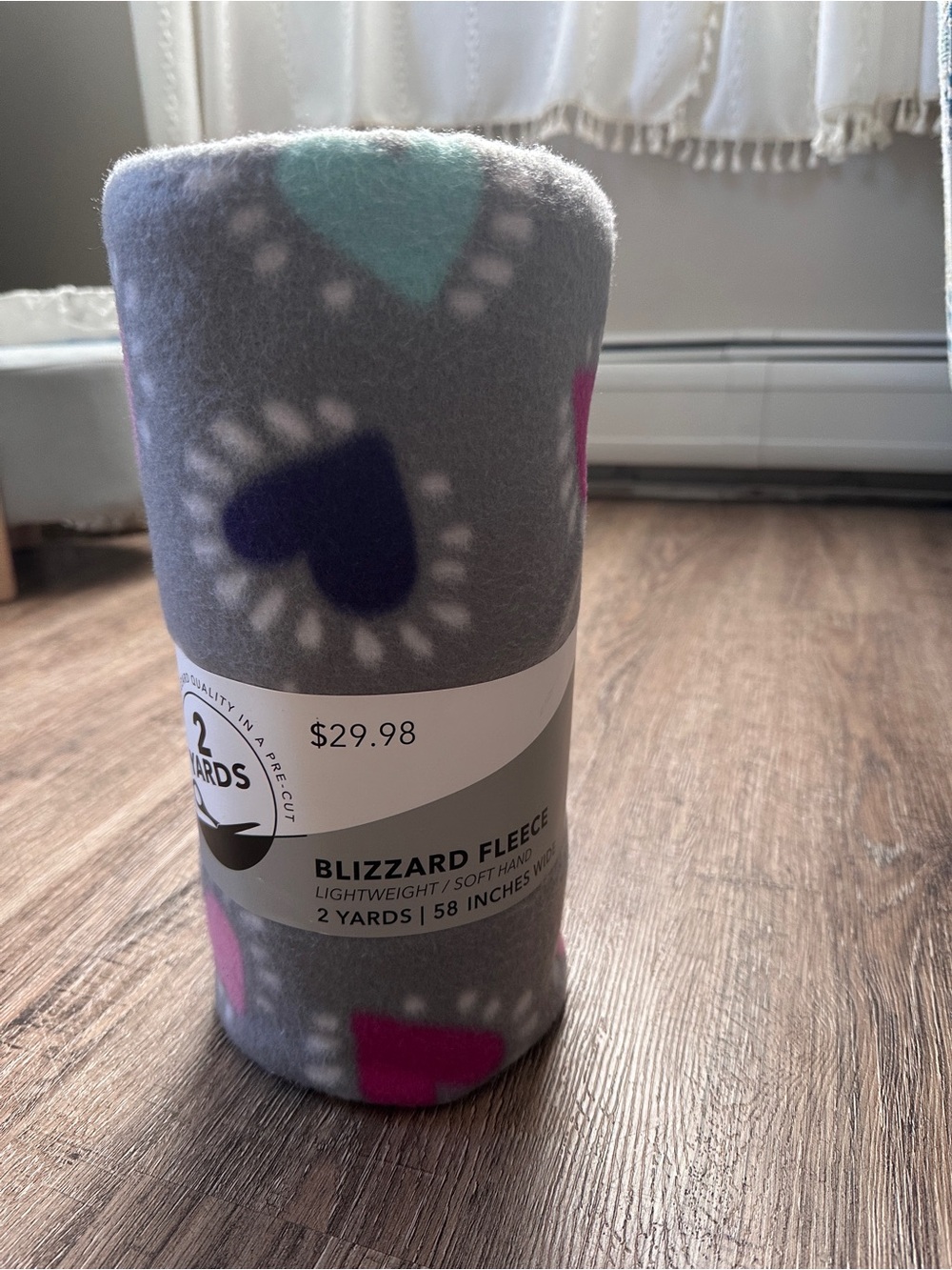 Joann Blizzard Fleece Fabric 2 Yards NWT Gray Hearts No Sew Blanket With  Hearts